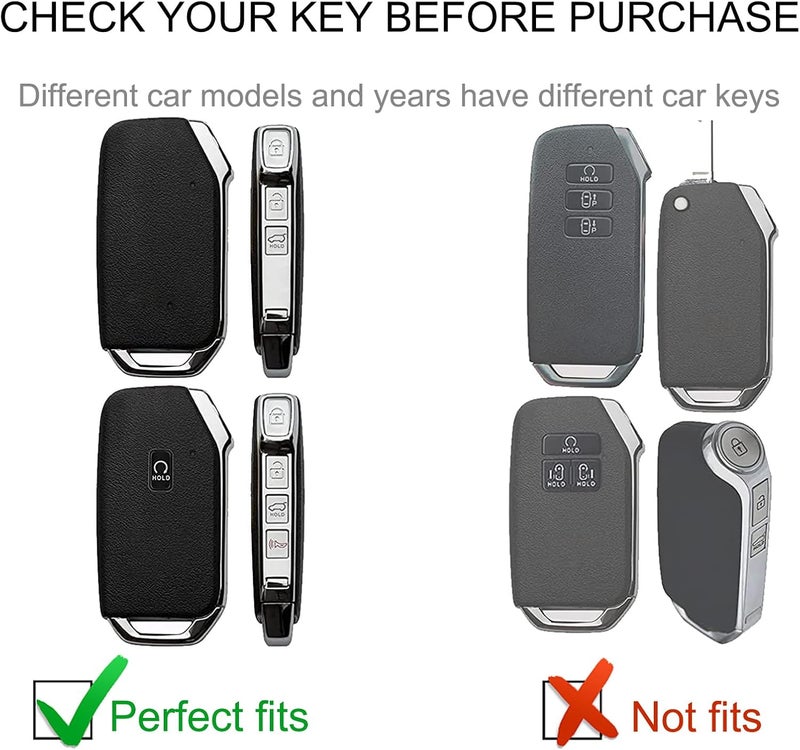 CACARLIKE for Kia Key Fob Cover with Leather Lanyard, Car Key Fob Case Compatible with Cerato Ceed Forte NIRO Sorento Seltos Sportage Soul Telluride Smart Key Protector Holder - Image 2